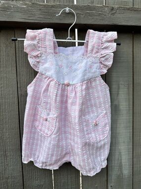 Unbranded Pink Ruffle-Strap Baby Romper